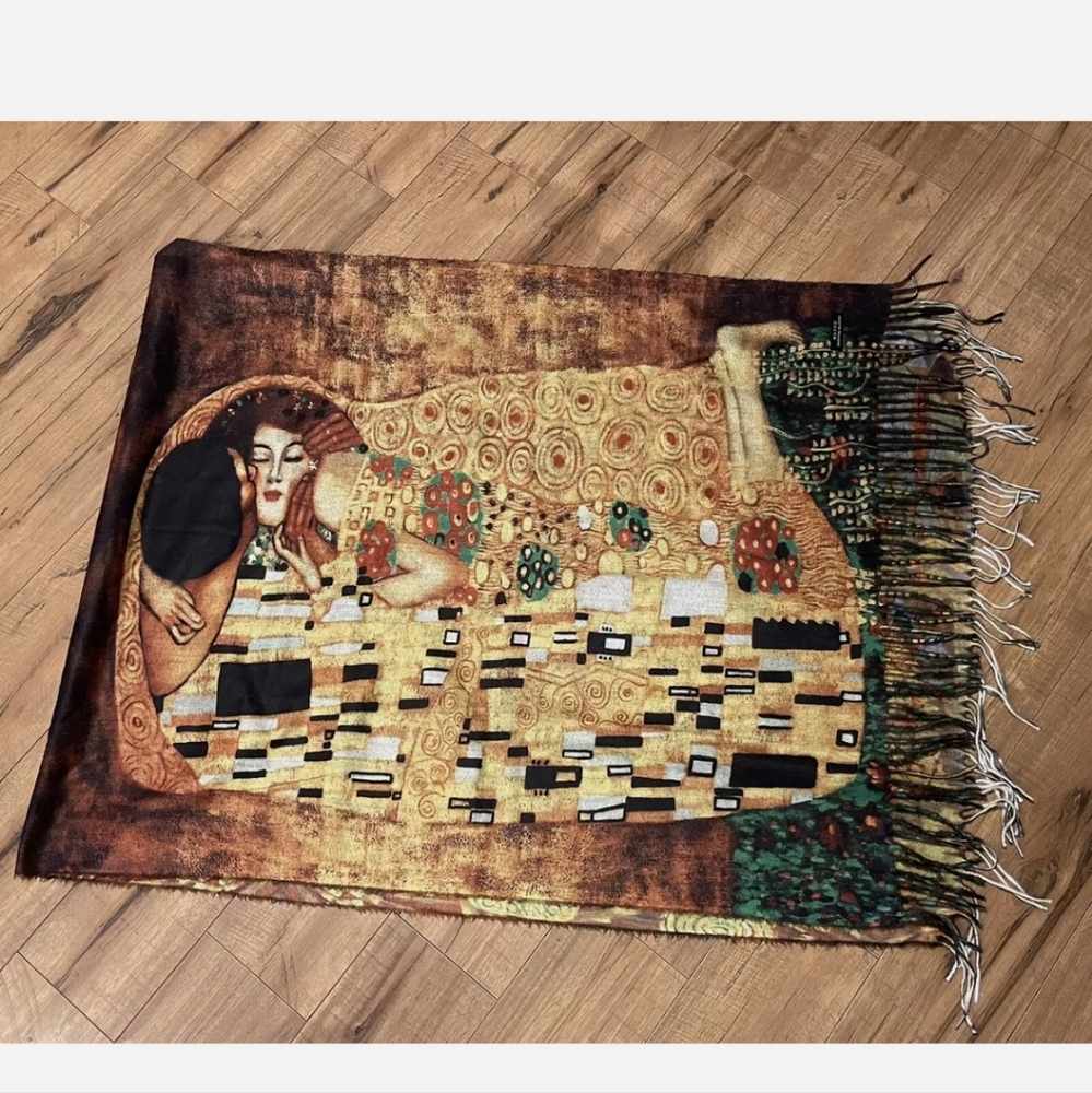 Gustav Klimt's The Kiss Tassel Scarf NEW